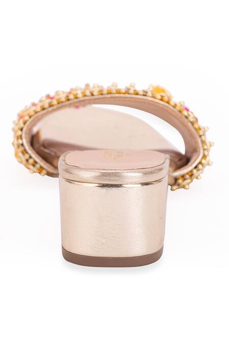 Shop 5elements Red Thread Linus Intertwined Pattern Embroidered Heels Online at Aza Fashions Shop_5elements_Red Thread Linus Intertwined Pattern Embroidered Heels _Online_at_Aza_Fashions