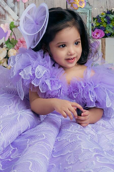 Janyas Closet_Purple Silk, Net, Linen Whimsical Flower Embroidered Structured Gown_Online_at_Aza_Fashions