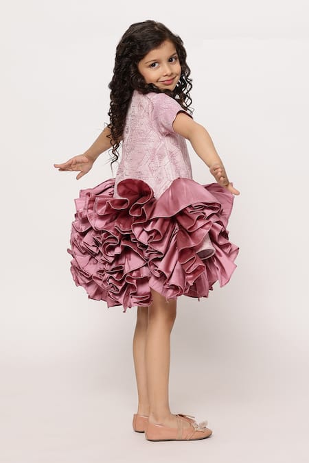 Janyas Closet_Purple Jacquard, Linen, Taffeta Majestic Tulle Dream Dress_Online_at_Aza_Fashions