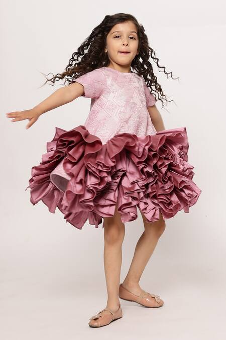 Buy_Janyas Closet_Purple Jacquard, Linen, Taffeta Majestic Tulle Dream Dress_Online_at_Aza_Fashions