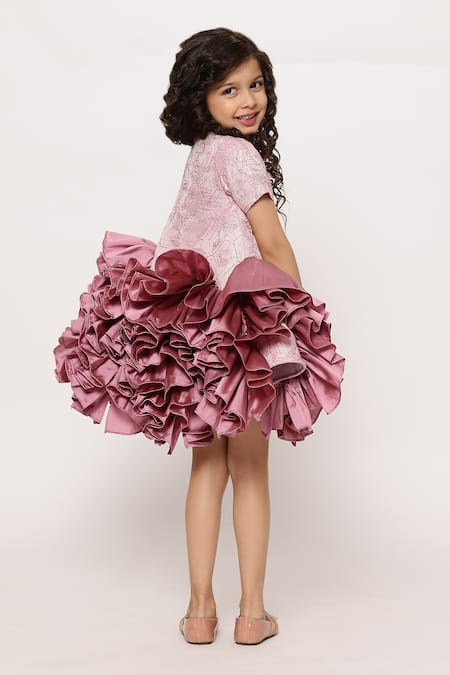 Shop_Janyas Closet_Purple Jacquard, Linen, Taffeta Majestic Tulle Dream Dress_Online_at_Aza_Fashions