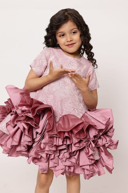 Janyas Closet_Purple Jacquard, Linen, Taffeta Majestic Tulle Dream Dress_at_Aza_Fashions