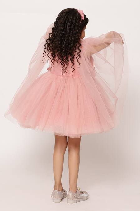 Shop Janyas Closet Purple Silk, Net, Linen Fabric Flowers, Pearls Princess Embellished Dress at Aza Fashions Shop_Janyas Closet_Purple Silk, Net, Linen Fabric Flowers, Pearls Princess Embellished Dress_at_Aza_Fashions