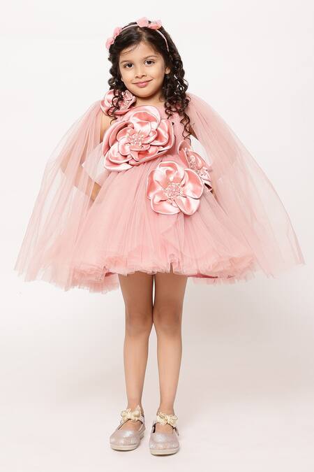 Janyas Closet Purple Silk, Net, Linen Fabric Flowers, Pearls Princess Embellished Dress Online at Aza Fashions Janyas Closet_Purple Silk, Net, Linen Fabric Flowers, Pearls Princess Embellished Dress_Online_at_Aza_Fashions