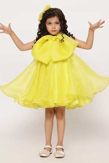 JANYAS CLOSET Green Printed Lulu Party Dress With Hair Pin*
