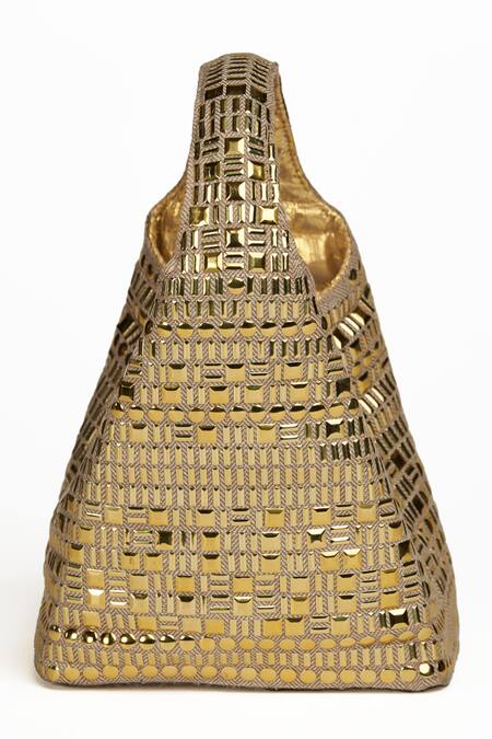 Etcetera_Gold Embellished Metal Structured Bag _Online_at_Aza_Fashions