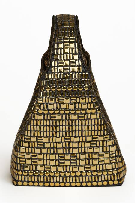 ETCETERA Gold Embellished Geometric Metal Structured Bag Online at Aza Fashions ETCETERA_Gold Embellished Geometric Metal Structured Bag _Online_at_Aza_Fashions