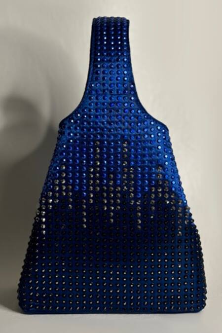 ETCETERA Blue Embellished Rhinestone Mini Bag Online at Aza Fashions ETCETERA_Blue Embellished Rhinestone Mini Bag _Online_at_Aza_Fashions