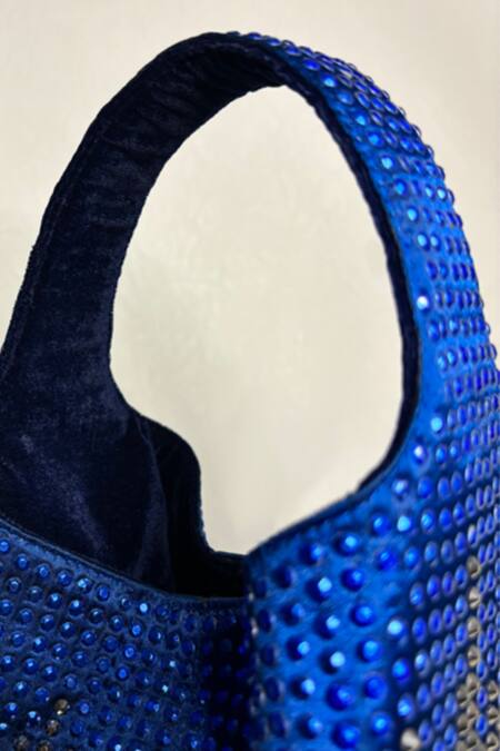 Shop ETCETERA Blue Embellished Rhinestone Mini Bag Online at Aza Fashions Shop_ETCETERA_Blue Embellished Rhinestone Mini Bag _Online_at_Aza_Fashions