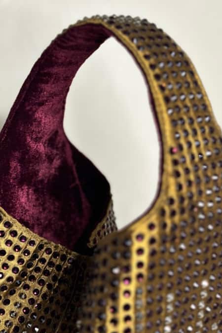 Shop ETCETERA Brown Embellished Rouge Rhinestone Mini Bag Online at Aza Fashions Shop_ETCETERA_Brown Embellished Rouge Rhinestone Mini Bag _Online_at_Aza_Fashions