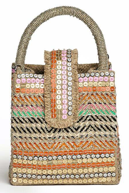 ETCETERA Multi Color Embellished Sparkle Mini Tote Bag Online at Aza Fashions ETCETERA_Multi Color Embellished Sparkle Mini Tote Bag _Online_at_Aza_Fashions