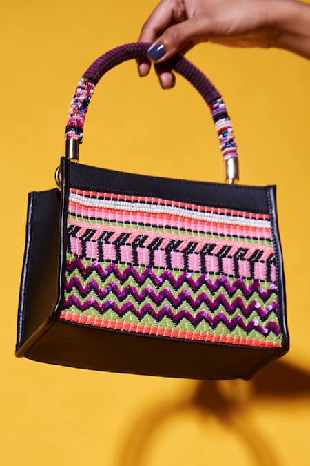 ETCETERA_Black Embellished Sparkle Razzmatazz Mini Tote Bag _Online_at_Aza_Fashions