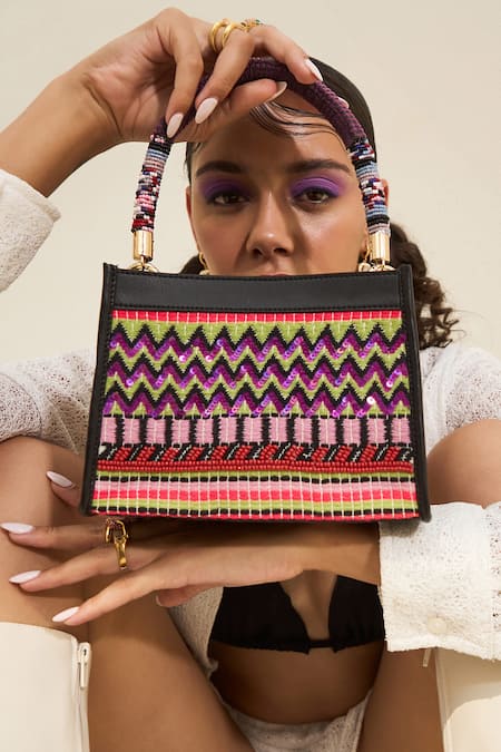 Shop_ETCETERA_Black Embellished Sparkle Razzmatazz Mini Tote Bag _Online_at_Aza_Fashions