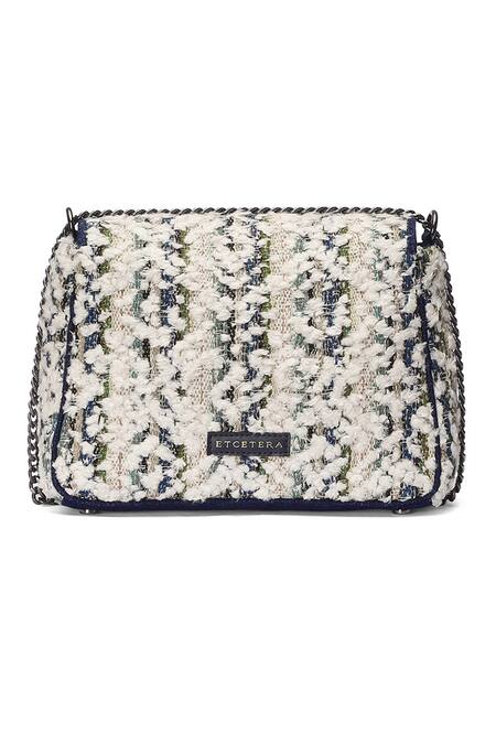 Shop ETCETERA White Cloud Cotton Shoulder Bag Online at Aza Fashions Shop_ETCETERA_White Cloud Cotton Shoulder Bag _Online_at_Aza_Fashions