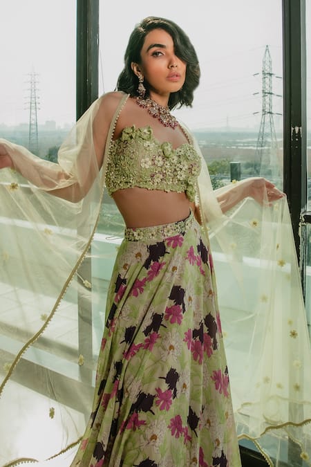 Ria Shah Label Floral Printed Lehenga Blouse Set 