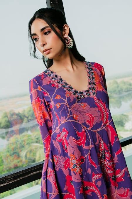 Ria Shah Label Floral Print Kurta & Sharara Set 