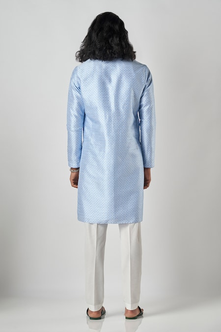 Bubber Blu Diamond Jaal Print Kurta 