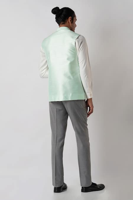 Bubber Blu Textured Mandarin Collar Bundi 