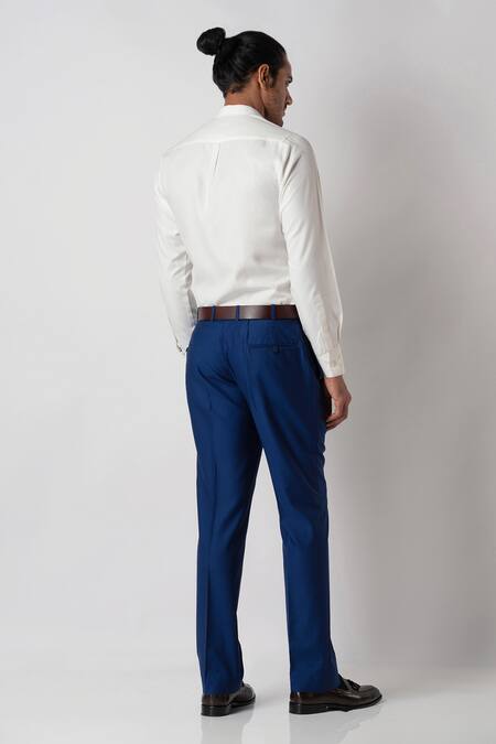 Bubber Blu Plain Chinese Collar Shirt 