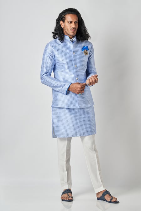 Bubber Blu Floral Motif Jaal Print Bundi 