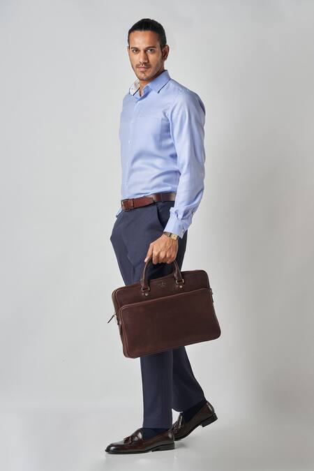Bubber Blu_Blue Poly Silk Solid Button Down Shirt_Online_at_Aza_Fashions