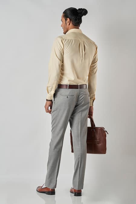 Bubber Blu Solid Button Down Collared Shirt 