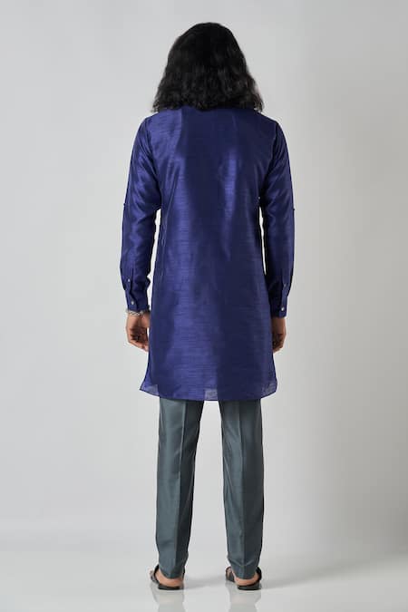 Bubber Blu Solid Full Sleeves Kurta 