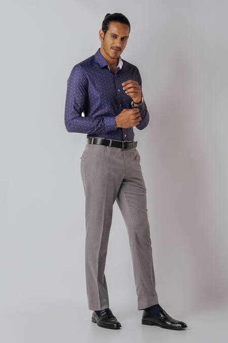 Bubber Blu_Blue Polyester Mini Quad Print Shirt _Online_at_Aza_Fashions