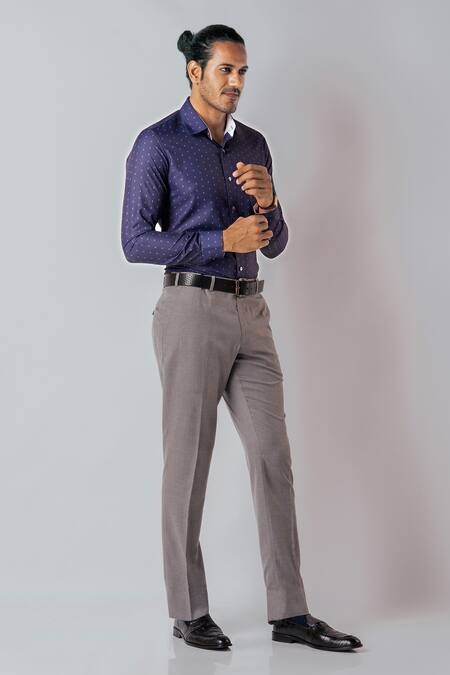 Buy_Bubber Blu_Blue Polyester Mini Quad Print Shirt _Online_at_Aza_Fashions