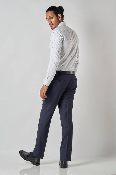 Shop_Bubber Blu_White Polyester Bower Print Shirt _Online_at_Aza_Fashions