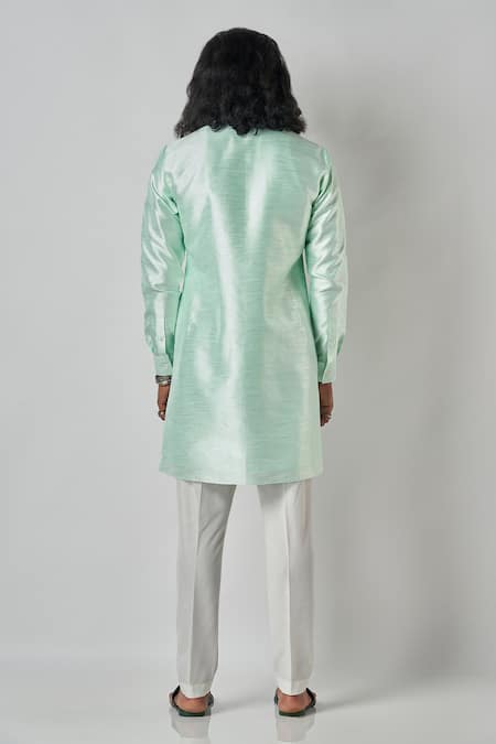 Bubber Blu Plain Double Button Placket Kurta 