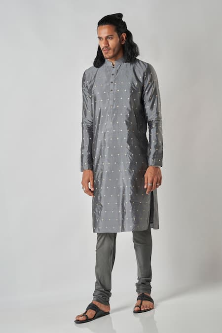 Bubber Blu Butti Woven Straight Kurta 