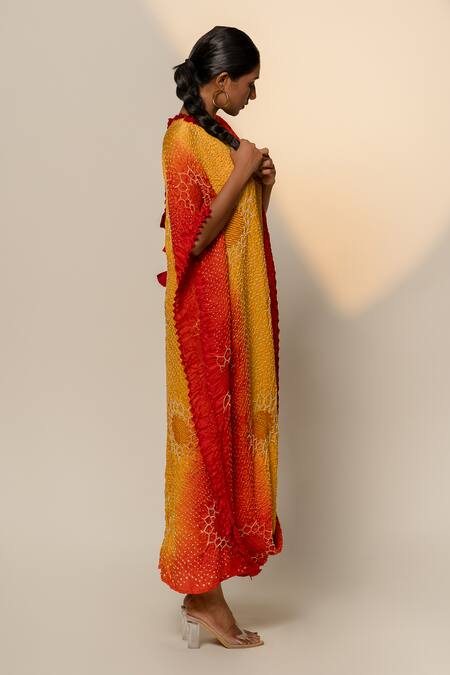 Buy Dyelogue Orange Gingham Tassels Boat Neck Crumpled Ombre Cowl Draped Dress Online at Aza Fashions Buy_Dyelogue_Orange Gingham Tassels Boat Neck Crumpled Ombre Cowl Draped Dress _Online_at_Aza_Fashions