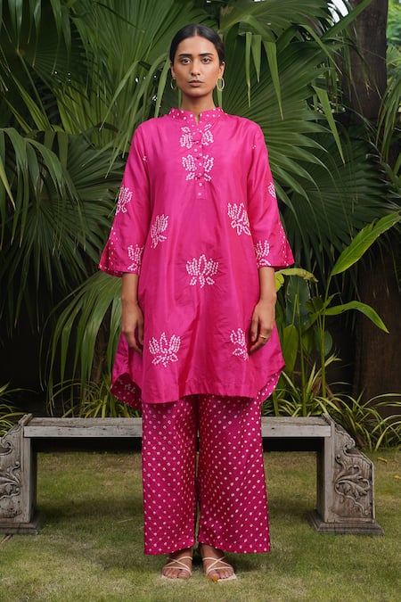 Dyelogue Padma Bandhani Motif Kurta With Pant 
