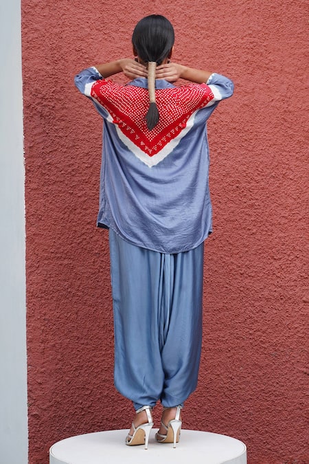 Shop_Dyelogue_Grey Modal, Silk Side Slit Harem Pant _at_Aza_Fashions
