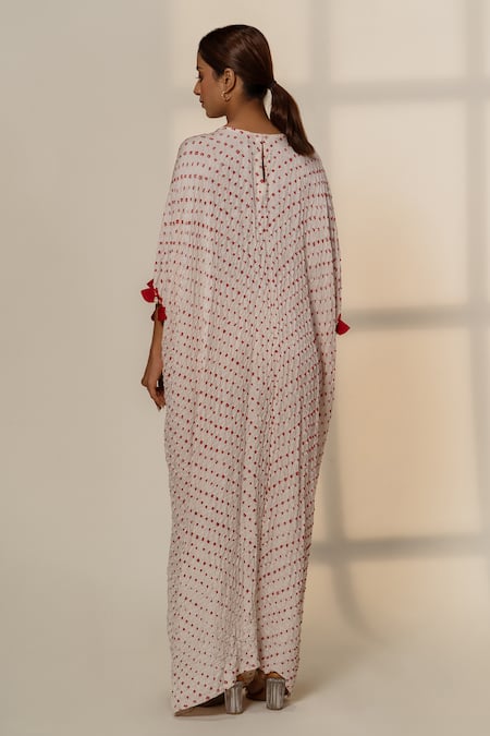 Dyelogue Bandhani Print Front Knot Kaftan 