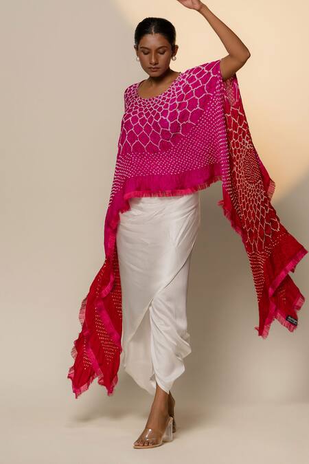 Buy_Dyelogue_White Modal, Silk Wrap Solid Dhoti Pant _Online_at_Aza_Fashions