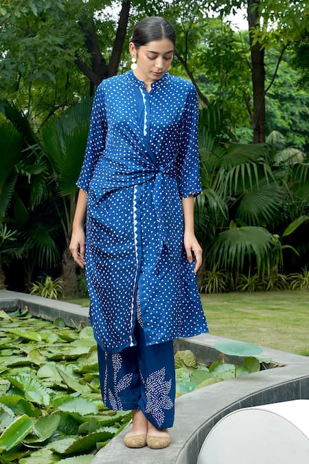 Dyelogue Autumn Bandhani Print Kurta & Pant Set 