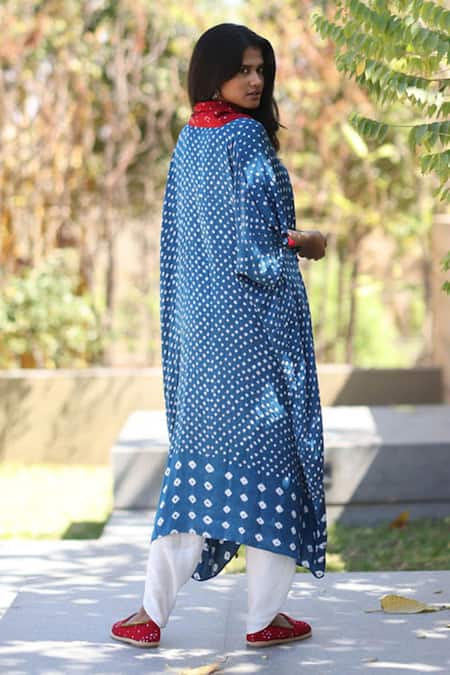 Dyelogue Bandhani Print Flared Sleeve Overlap Top 