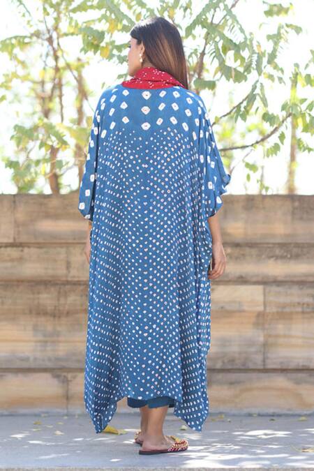 Dyelogue Bandhani Pattern Flared Sleeve Overlap Top 