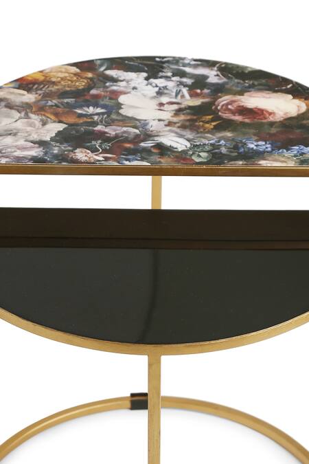 Buy_Amoliconcepts_Black Iron Enameled Flower Nesting Table Set