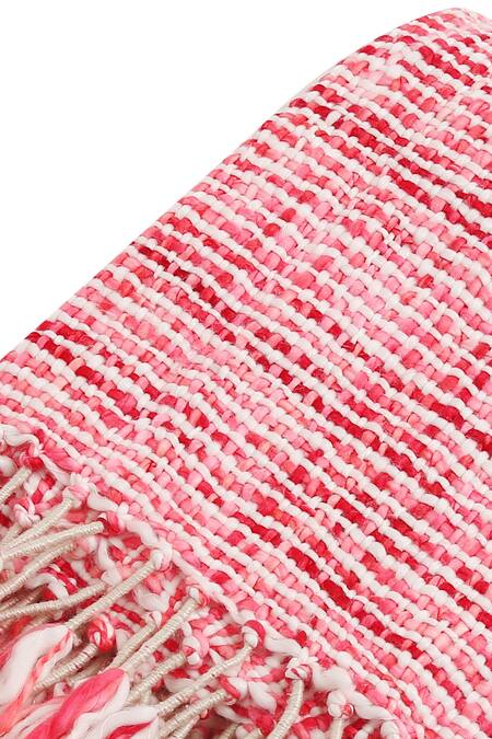 Buy_Amoliconcepts_Fuchsia 100% Wool Acrylic Thread Work Throw_Online_at_Aza_Fashions