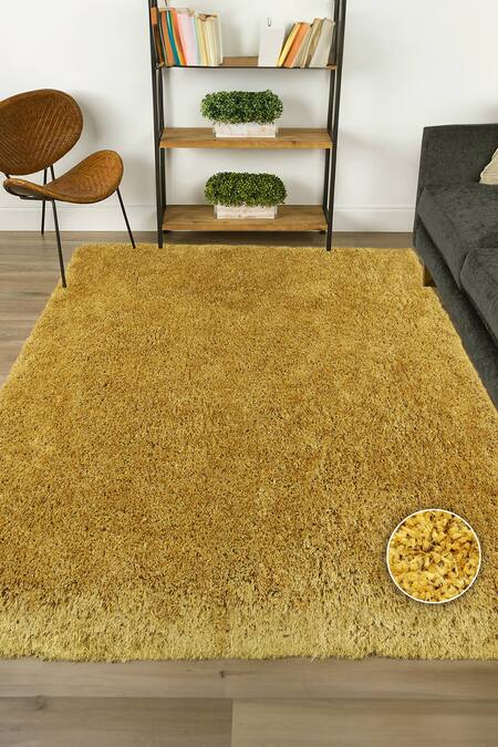 Shop Kaleen India Gold 100% Polyester Rectangular-shaped Rug at Aza Fashions Shop_Kaleen India_Gold 100% Polyester Rectangular-shaped Rug_at_Aza_Fashions