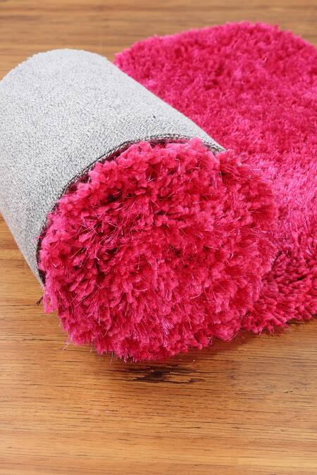 Kaleen India_Pink 100% Polyester Hand Tufted Rectangle Shaped Solid Rug_at_Aza_Fashions
