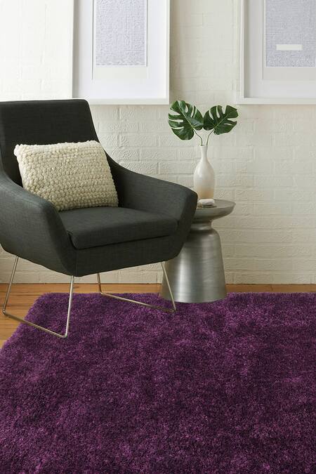 Shop Kaleen India Purple 100% Polyester Hand Tufted Plain Rectangle Shaped Rug at Aza Fashions Shop_Kaleen India_Purple 100% Polyester Hand Tufted Plain Rectangle Shaped Rug_at_Aza_Fashions