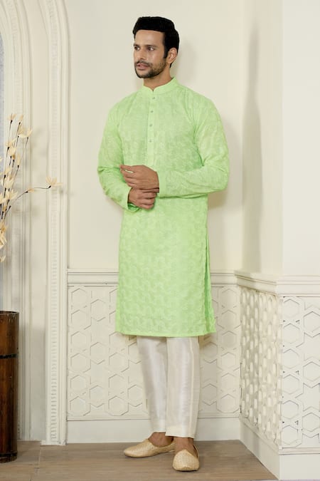 Buy Kasbah X AZA Green Georgette Embroidery Chikankari Thread Kurta Buy_Kasbah X AZA_Green Georgette Embroidery Chikankari Thread Kurta