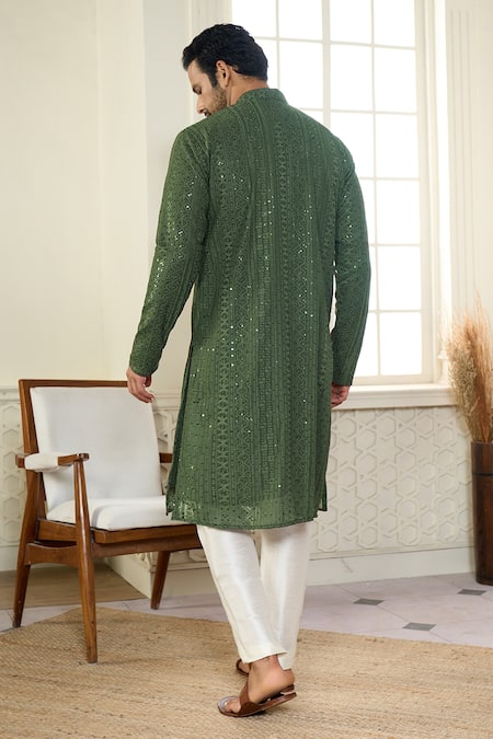 Kasbah X AZA Chikankari Thread & Sequin Work Kurta 