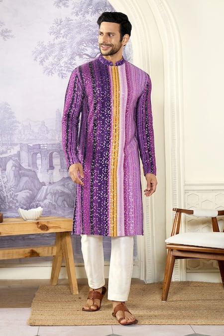 Kasbah x AZA Abstract Print Sequin Embroidered Kurta 