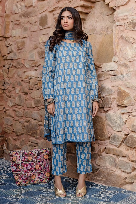 Gulabo Jaipur Kayal Tulip Handblock Print Kurta Set 