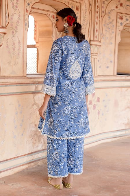 Gulabo Jaipur Floral Zardozi Embroidered Kurta Set 